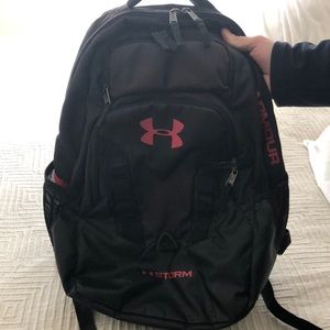 Under Armor backpack, gently used, black and red